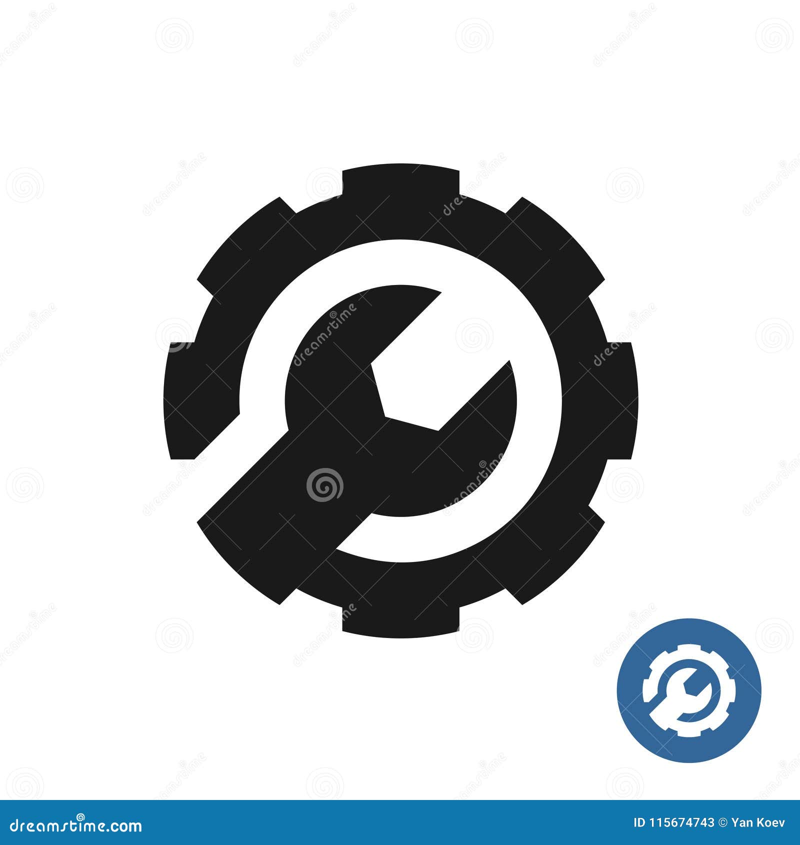 gear and wrench icon. service support logo.