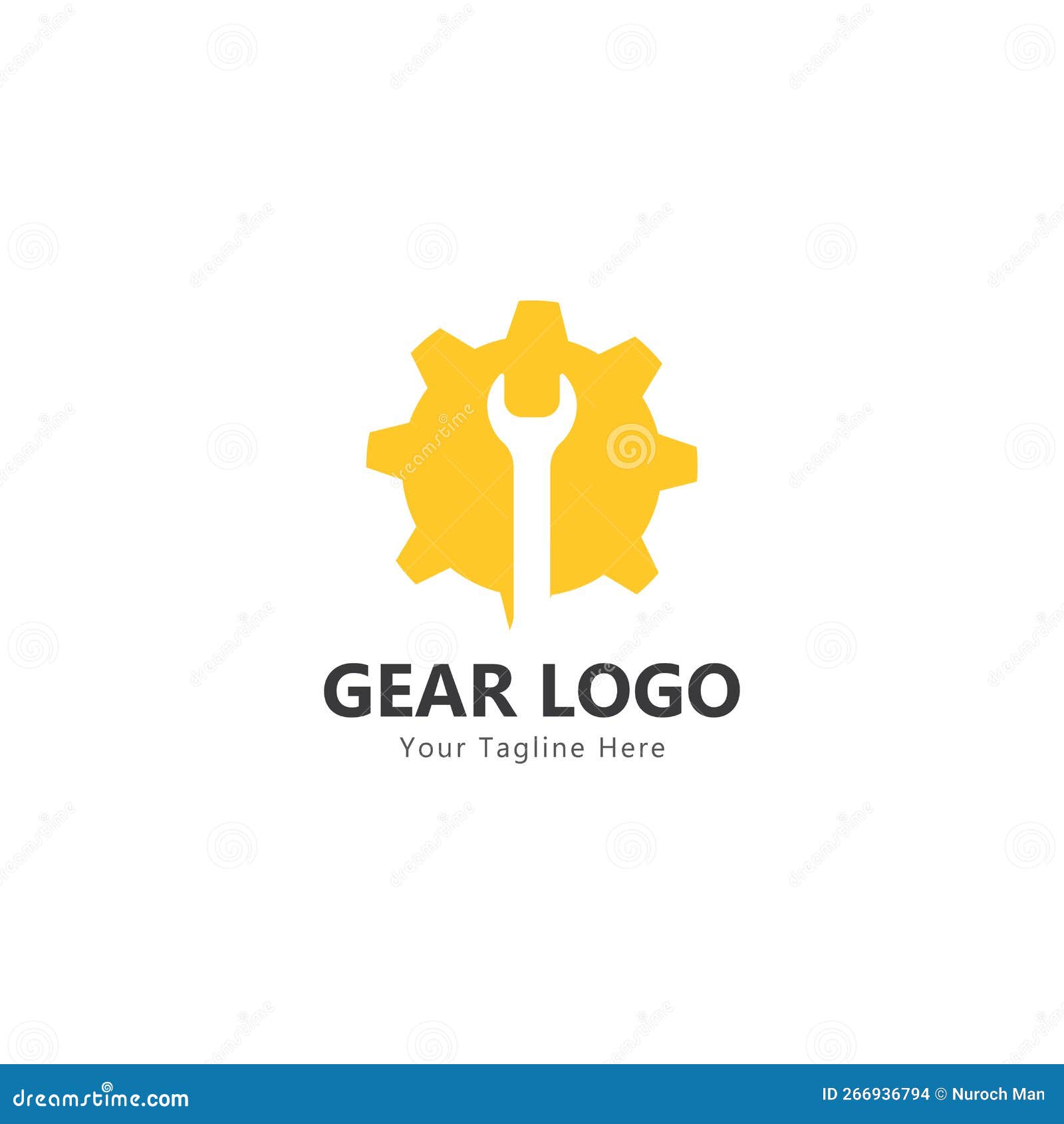 Gear and Wrench Logo Simple Creative Mechanic Design Vector Template