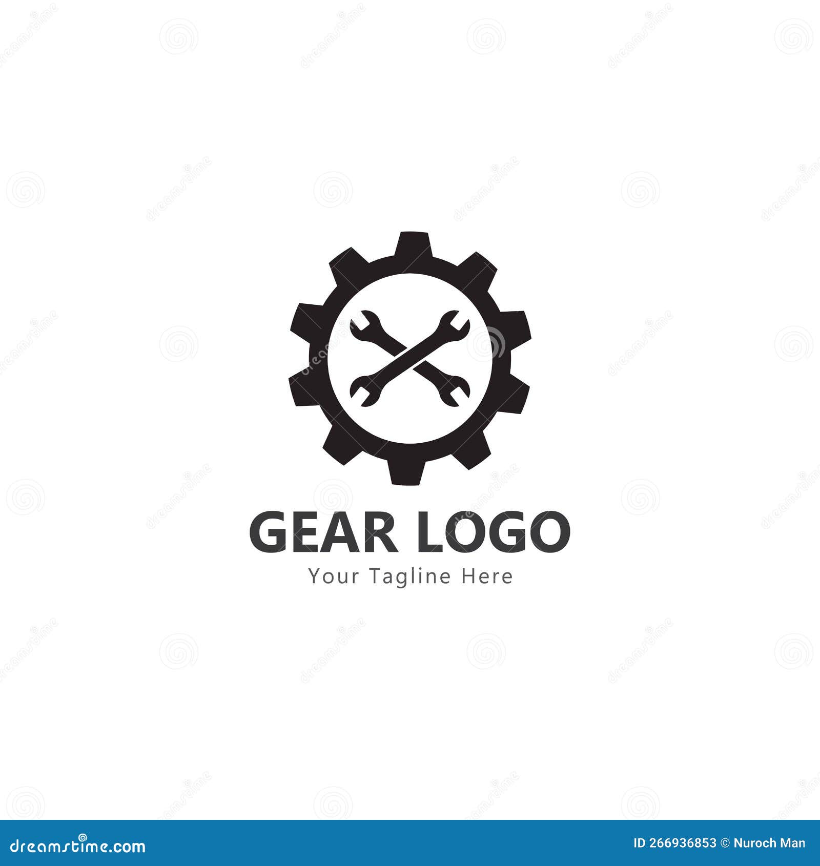 Gear and Wrench Logo Simple Creative Mechanic Design Vector Template. Stock Vector