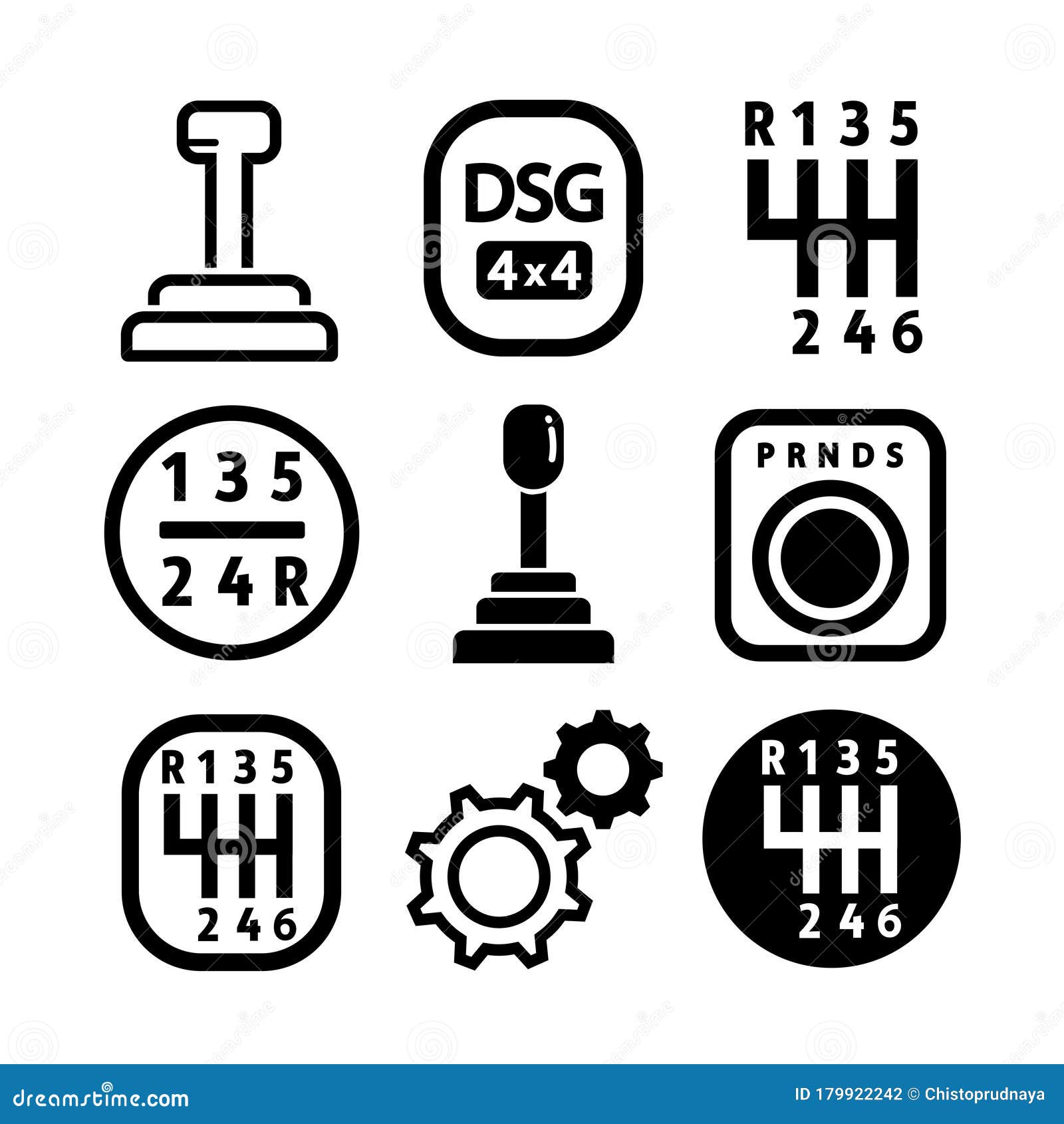Gearbox icon set stock vector. Illustration of line 179922242