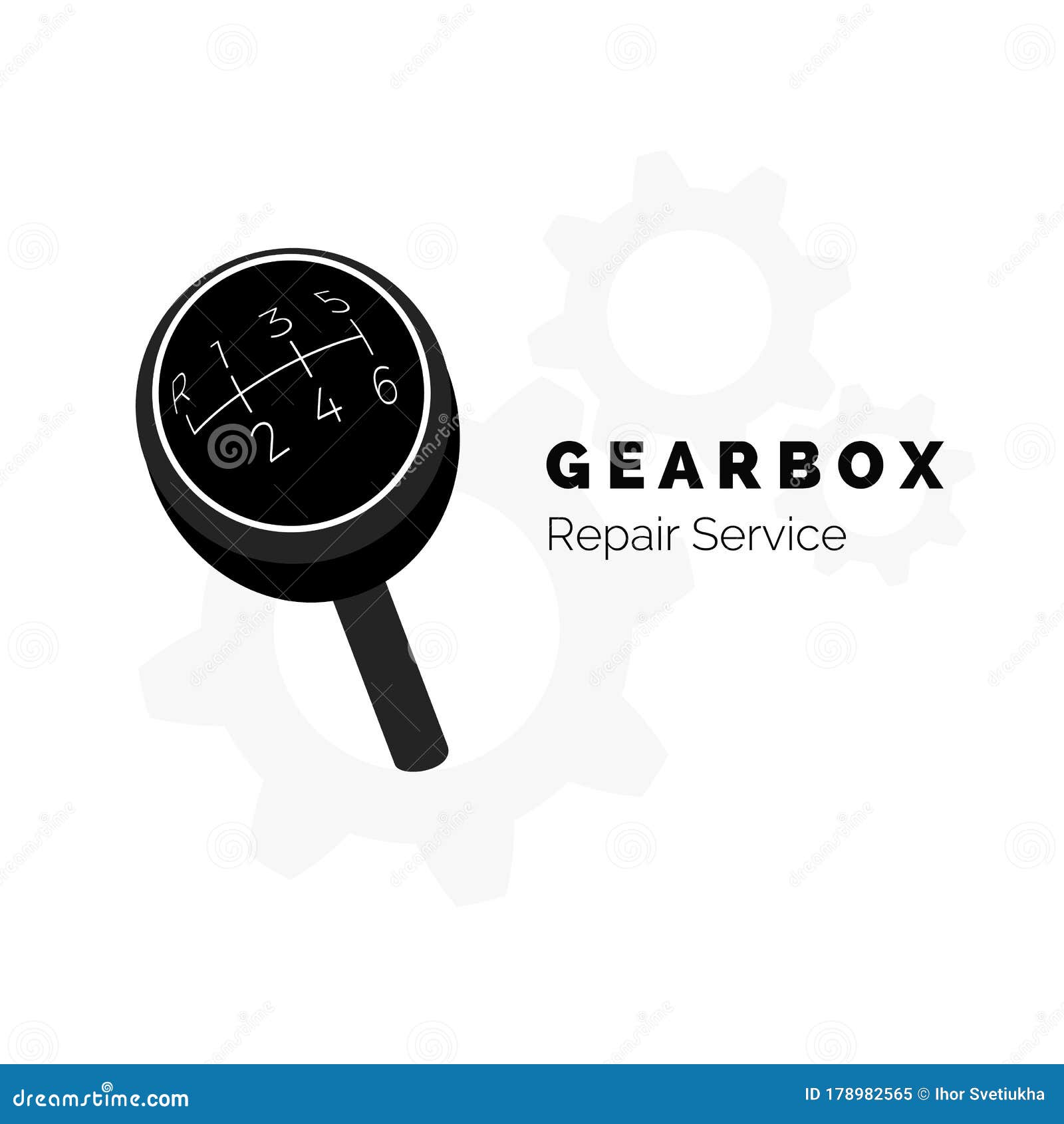 gearbox repair service advertising. gear knob. mechanic car transmission.  illustraion