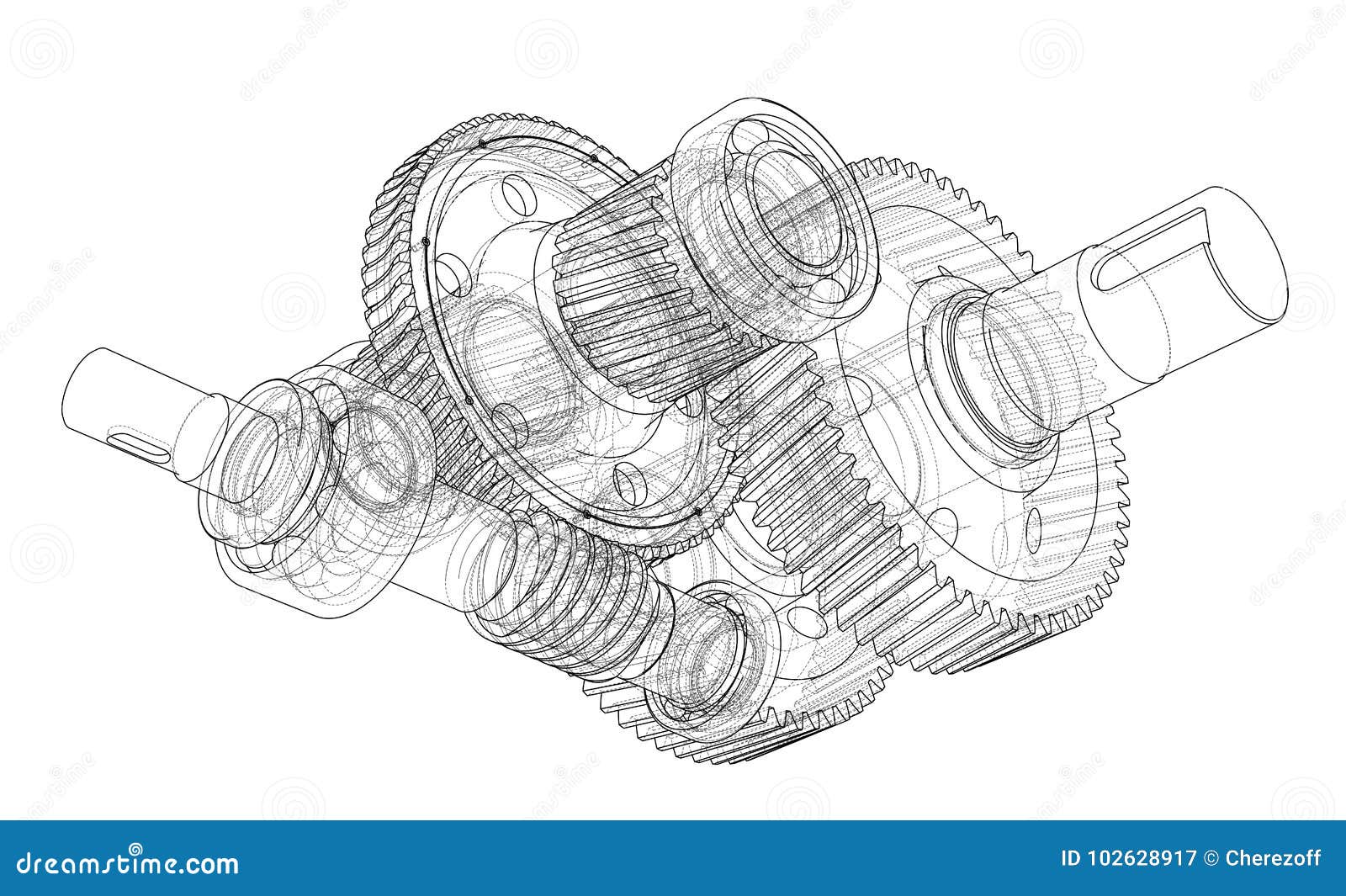 Gearbox sketch. Vector stock vector. Illustration of abstract 102628917