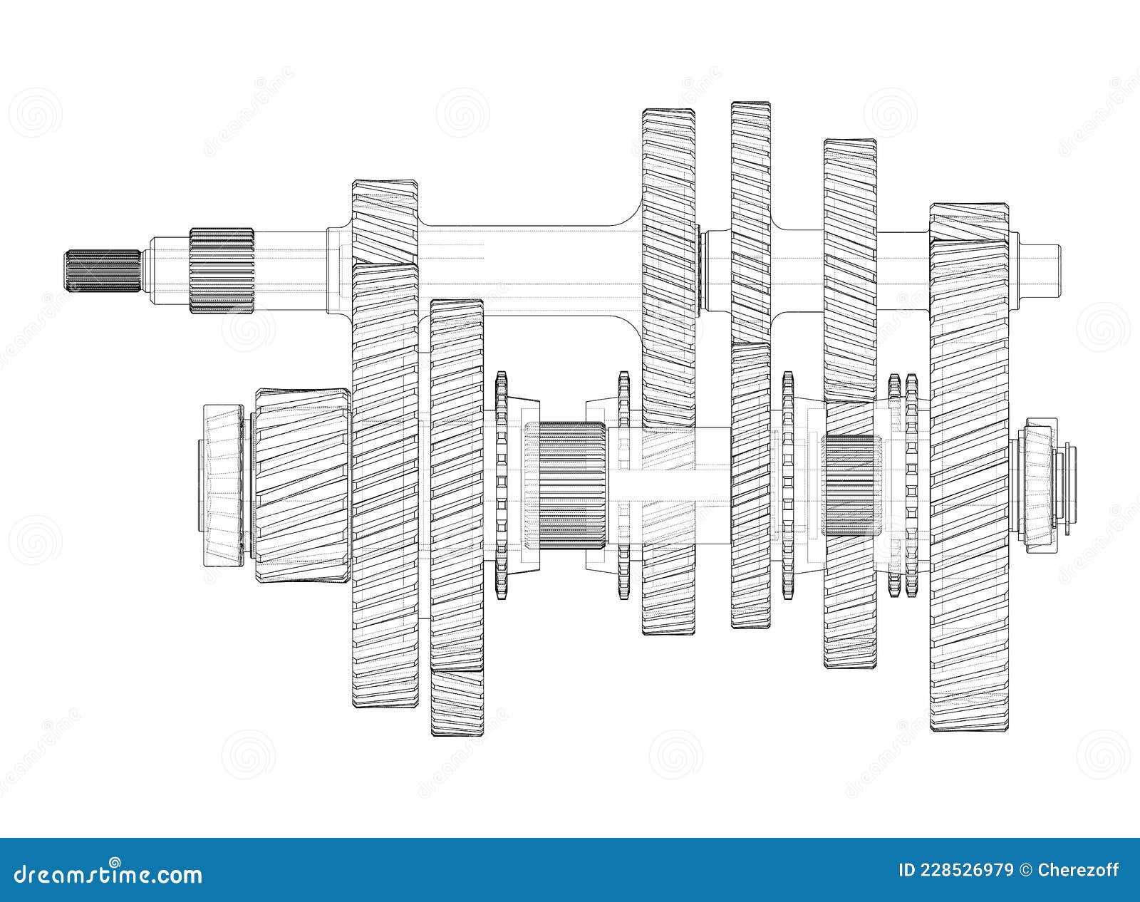 Gearbox Sketch. Vector Rendering of 3d Stock Vector Illustration of pattern, circle 228526979
