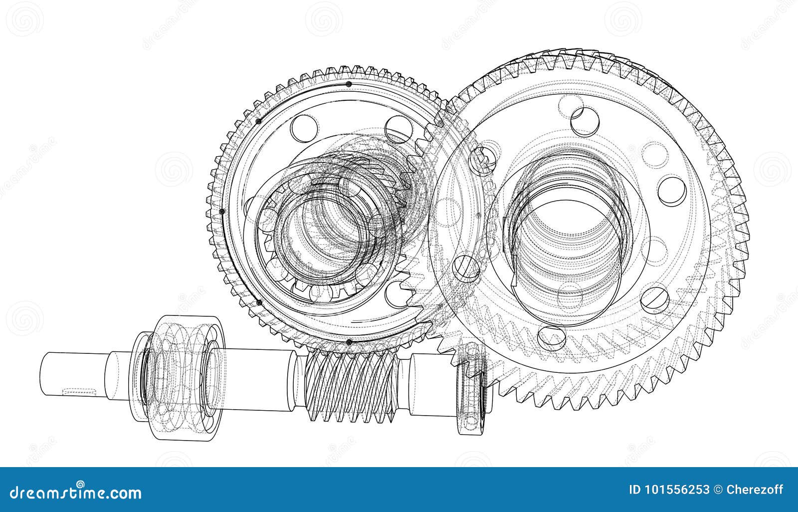 Gearbox sketch. Vector stock vector. Illustration of outline 101556253