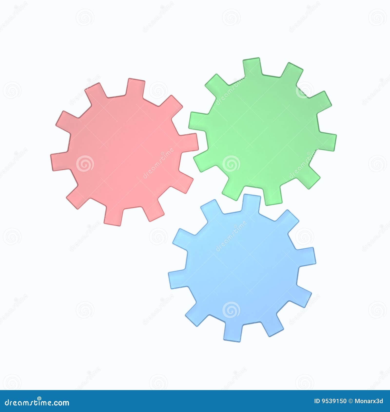 GearRGB. Drie toestellen rode groenachtig blauwe illustratie