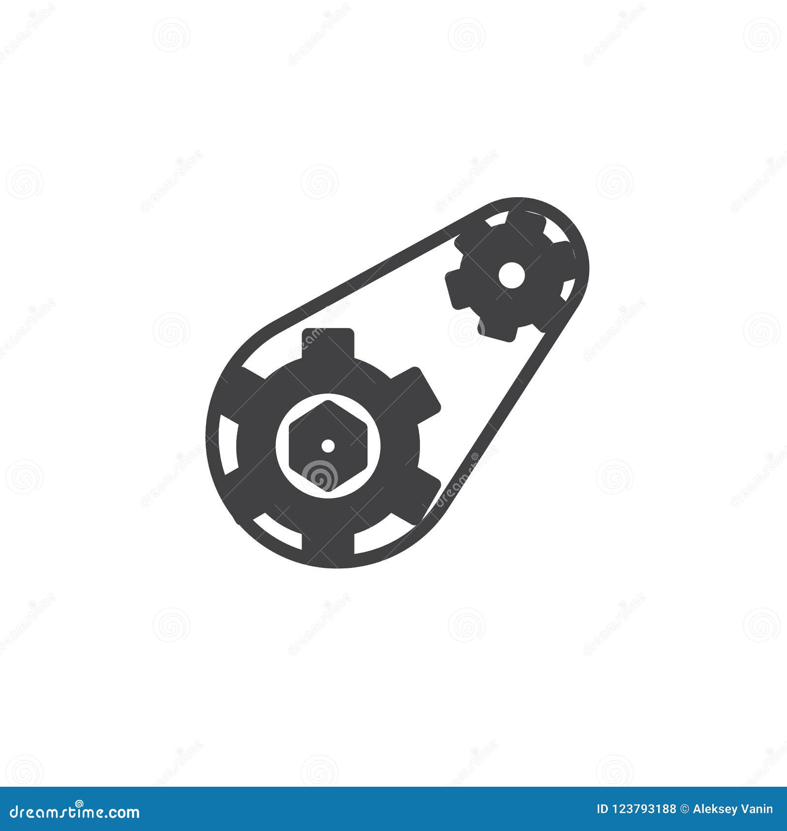 Gears with Belt Vector Icon Stock Vector Illustration of filled