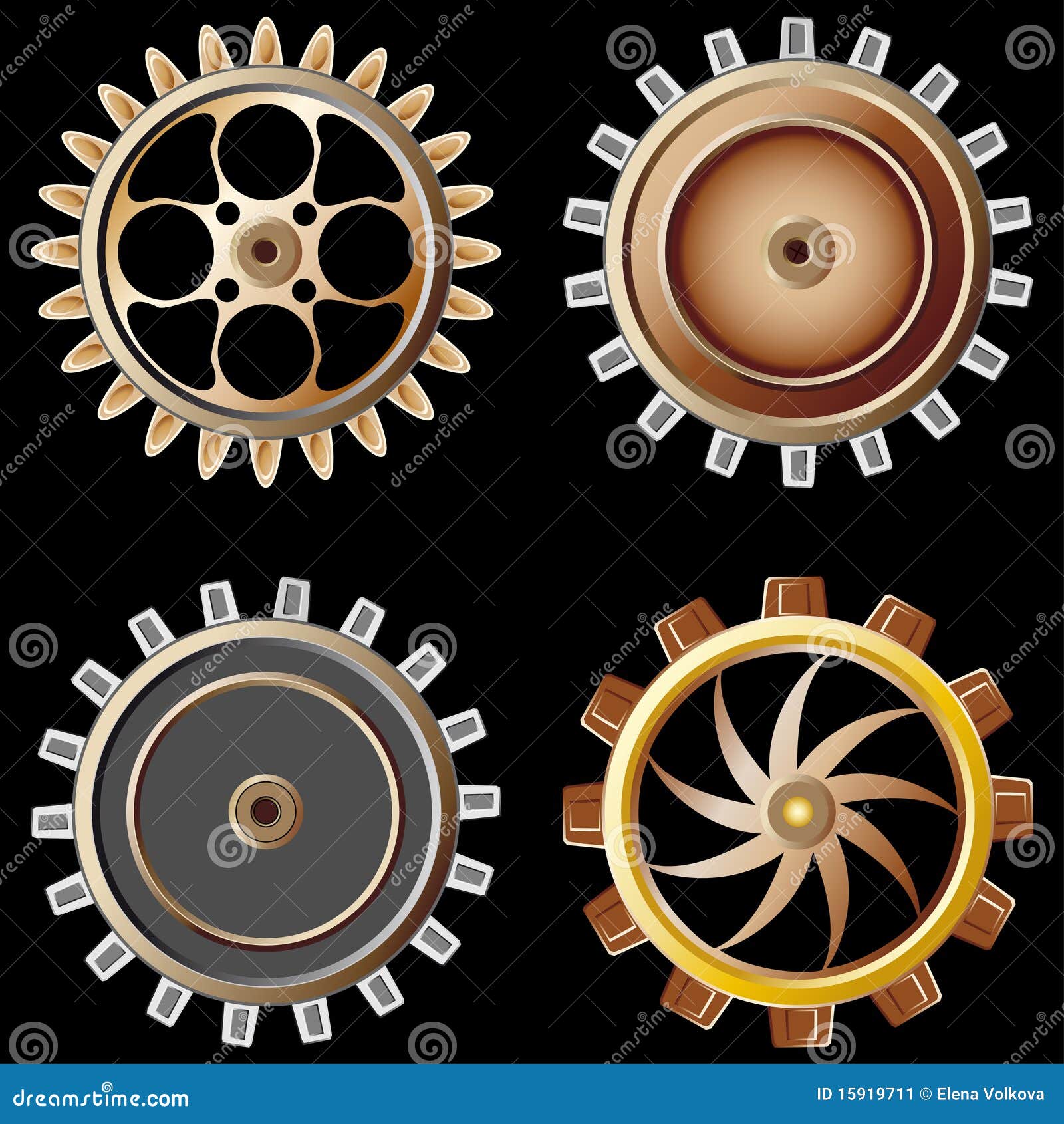 Gears on black background stock vector. Illustration of business - 15919711