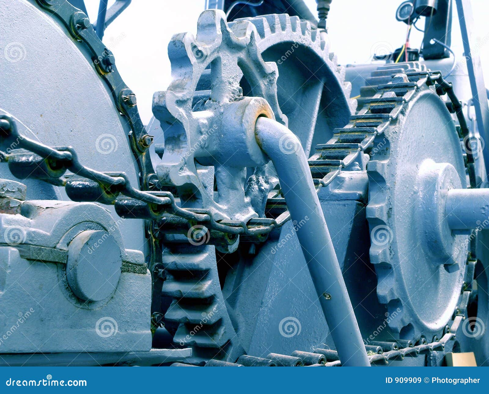 Gears and Chains on Machine Stock Image Image of steel, bearing 909909