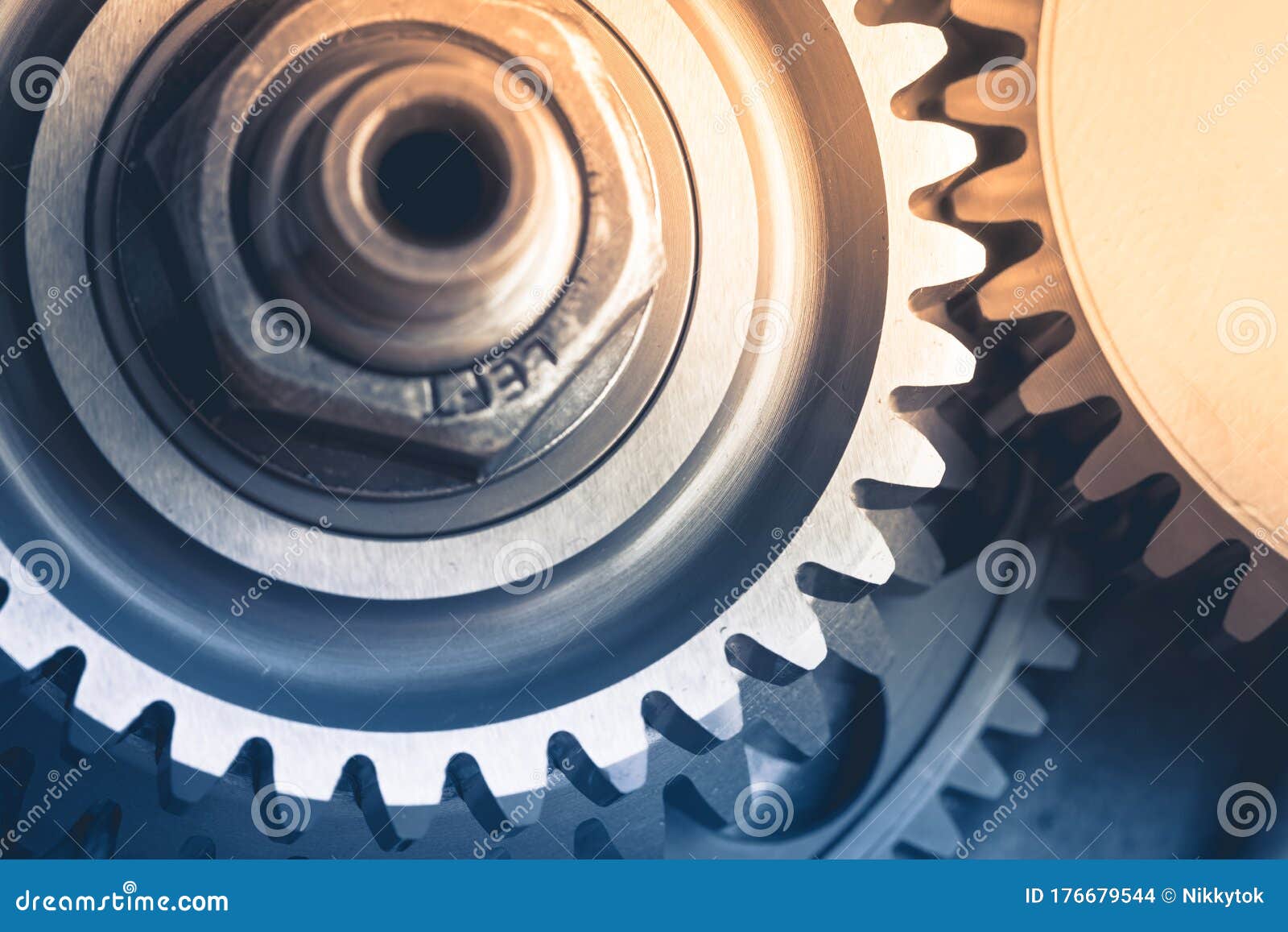 Gears Industrial Background with Warm Shiny Light Stock Photo Image