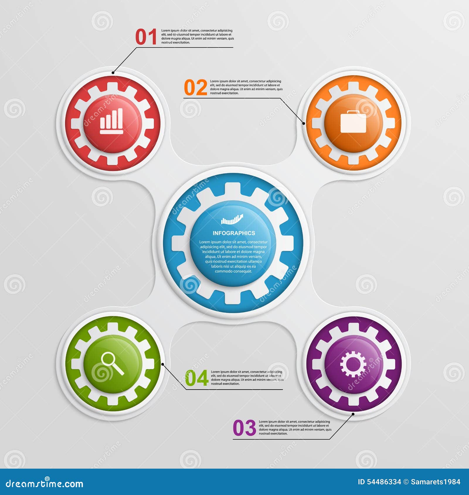 Gears Infographic Design Concept. Stock Vector Illustration of
