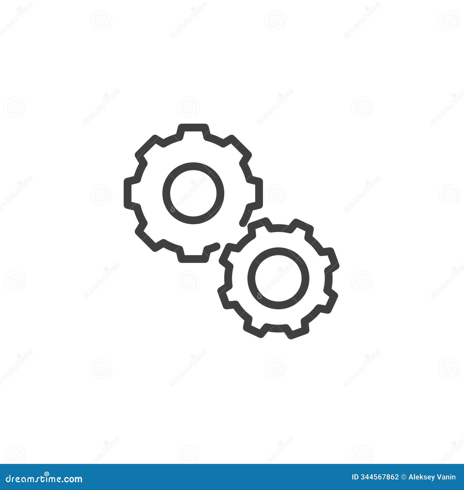 gears interlocked line icon