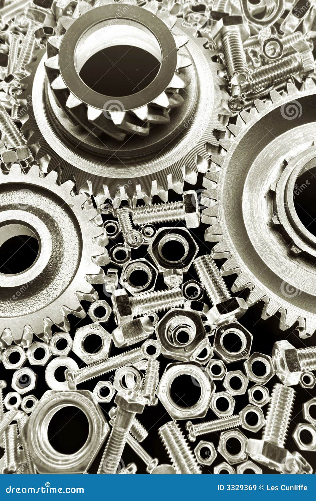 Gears, nuts & bolts stock image. Image of fastener 3329369