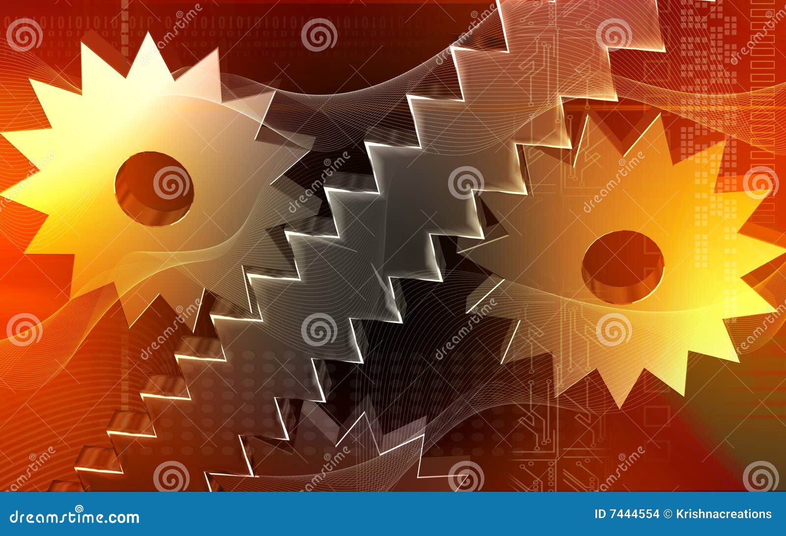 Gears rotating stock illustration. Illustration of industrial 7444554