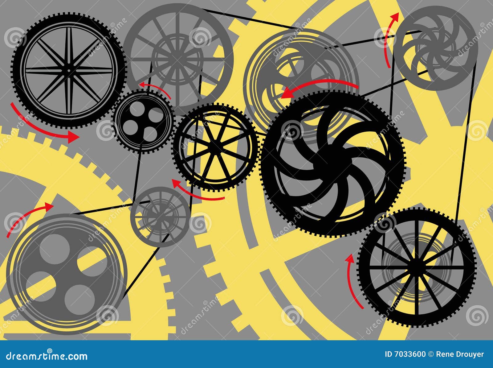 Gears and wheels moving stock vector. Illustration of metal - 7033600