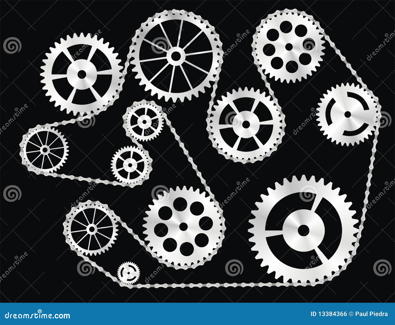 Gears Wrapped by a Chain stock vector. Image of background - 13384366