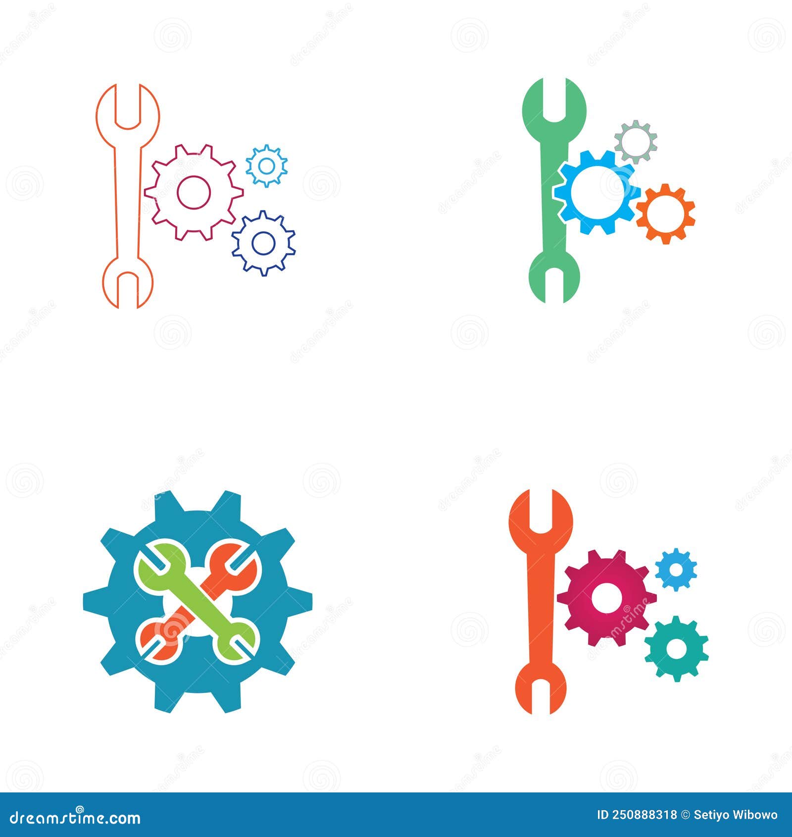 Gearwrench Vector Icon Background Template Stock Vector Illustration