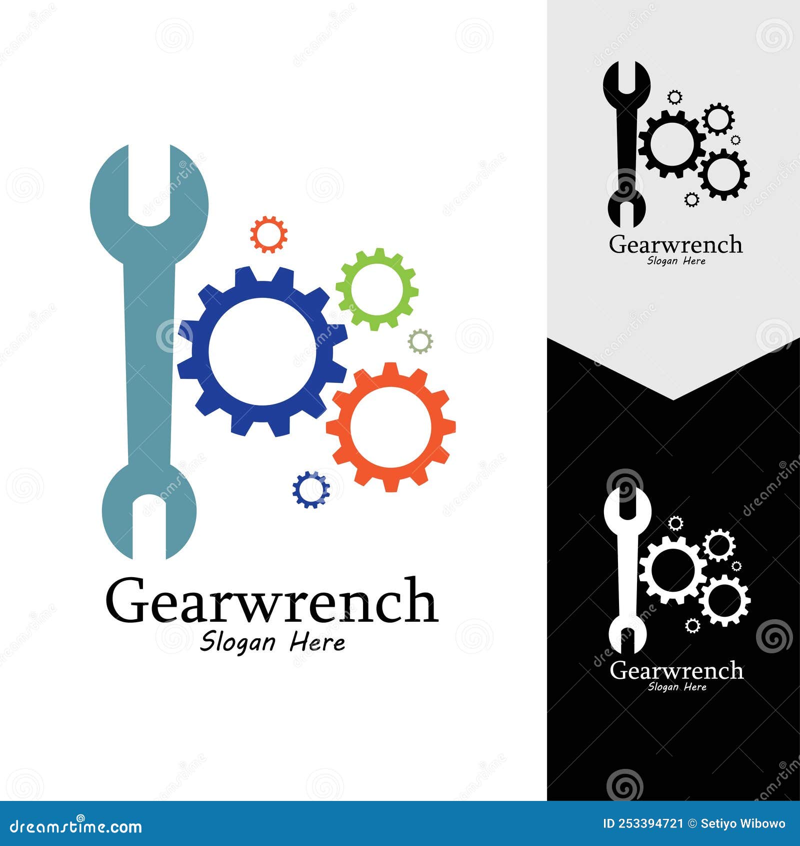 Gearwrench Vector Icon Background Template Stock Vector Illustration