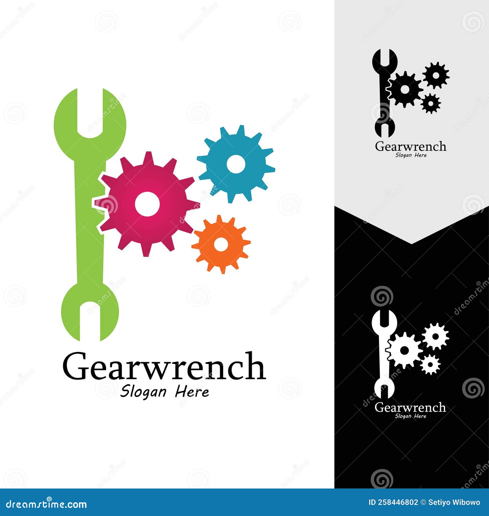 Gearwrench Vector Icon Background Template Stock Vector Illustration