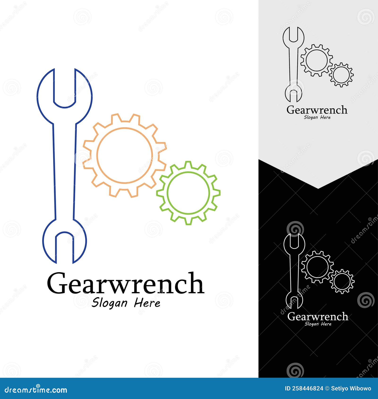 Gearwrench Vector Icon Background Template Stock Vector Illustration