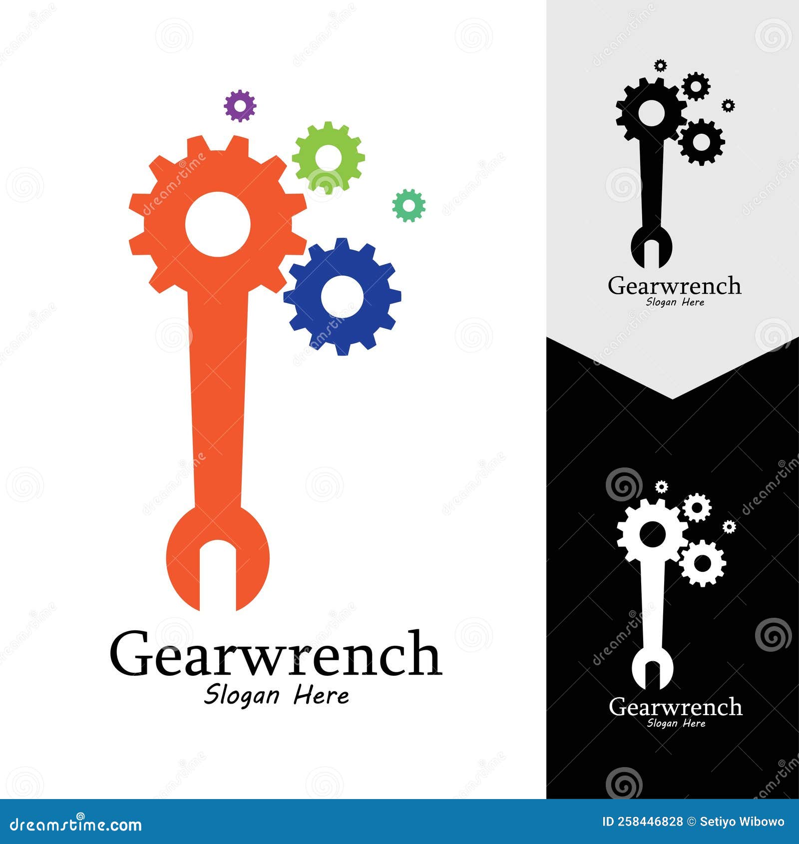 Gearwrench Vector Icon Background Template Stock Vector Illustration