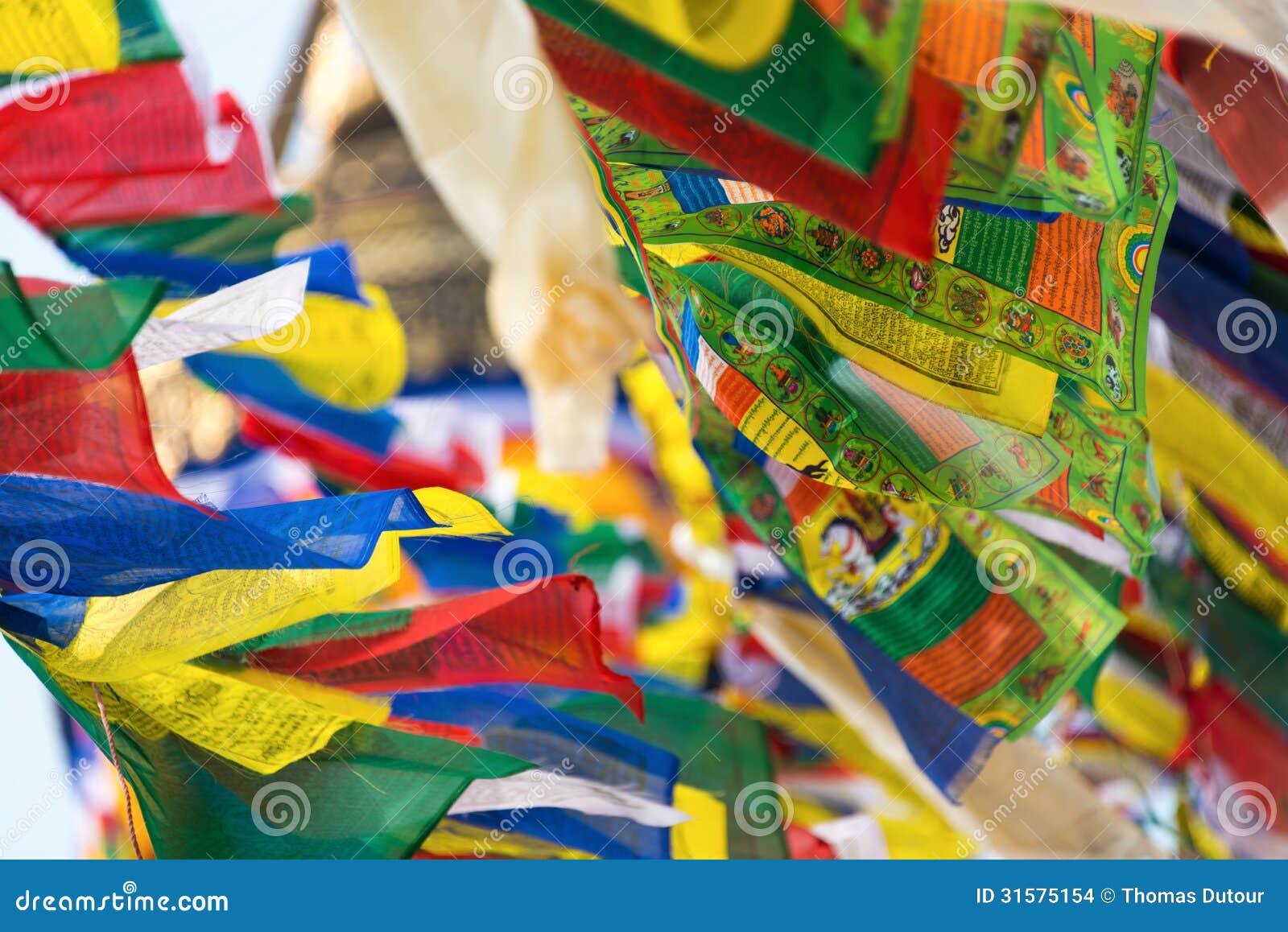 Gebetsflaggen. Gebet kennzeichnet Fliegen im Wind an Bodhnath-stupa in Kathmandu, Nepal