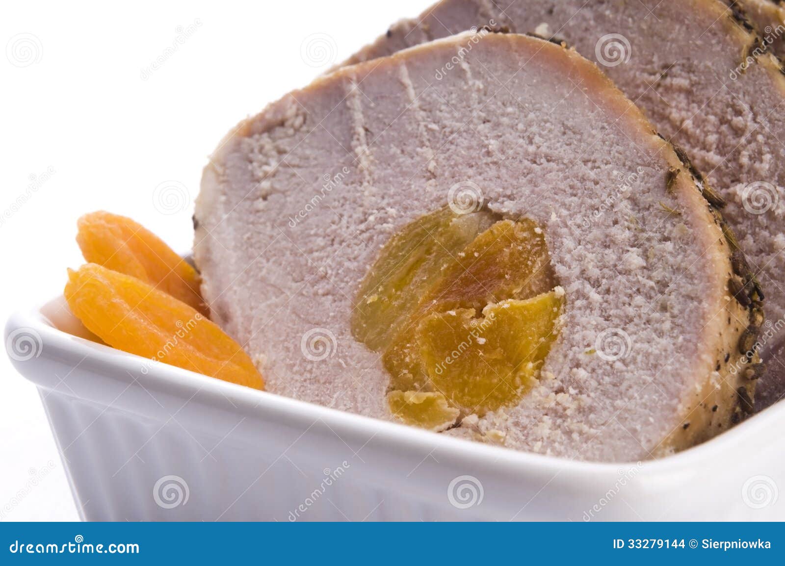 Gebratene Schweinelende Mit Aprikosen Stockfoto - Bild von nahrung ...