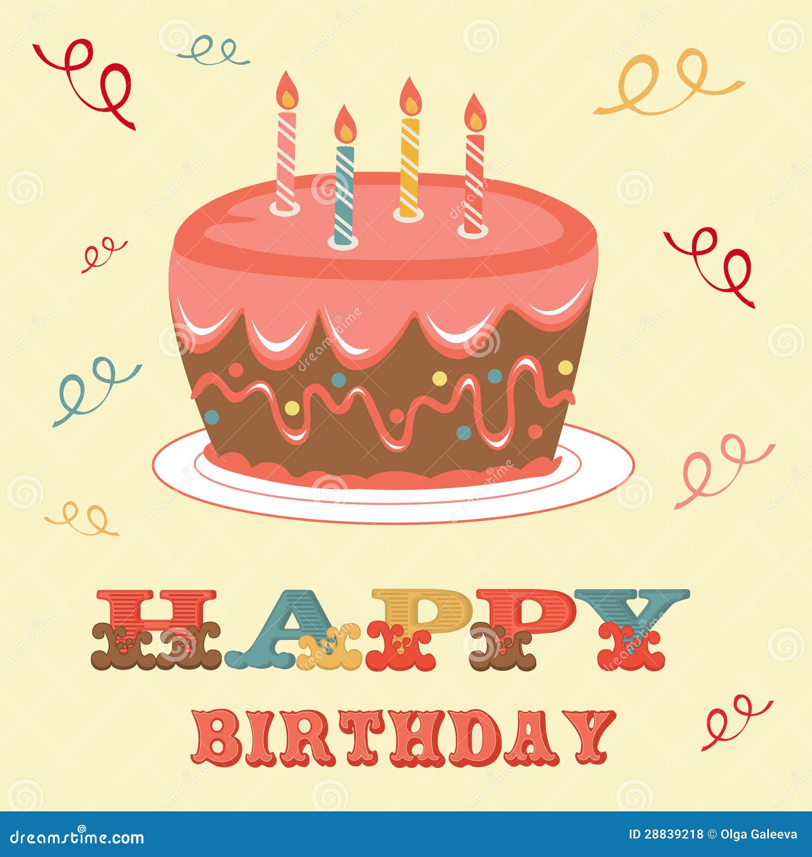 Geburtstagskarte Mit Kuchen Vektor Abbildung Illustration Von Kuchen Geburtstagskarte 2218