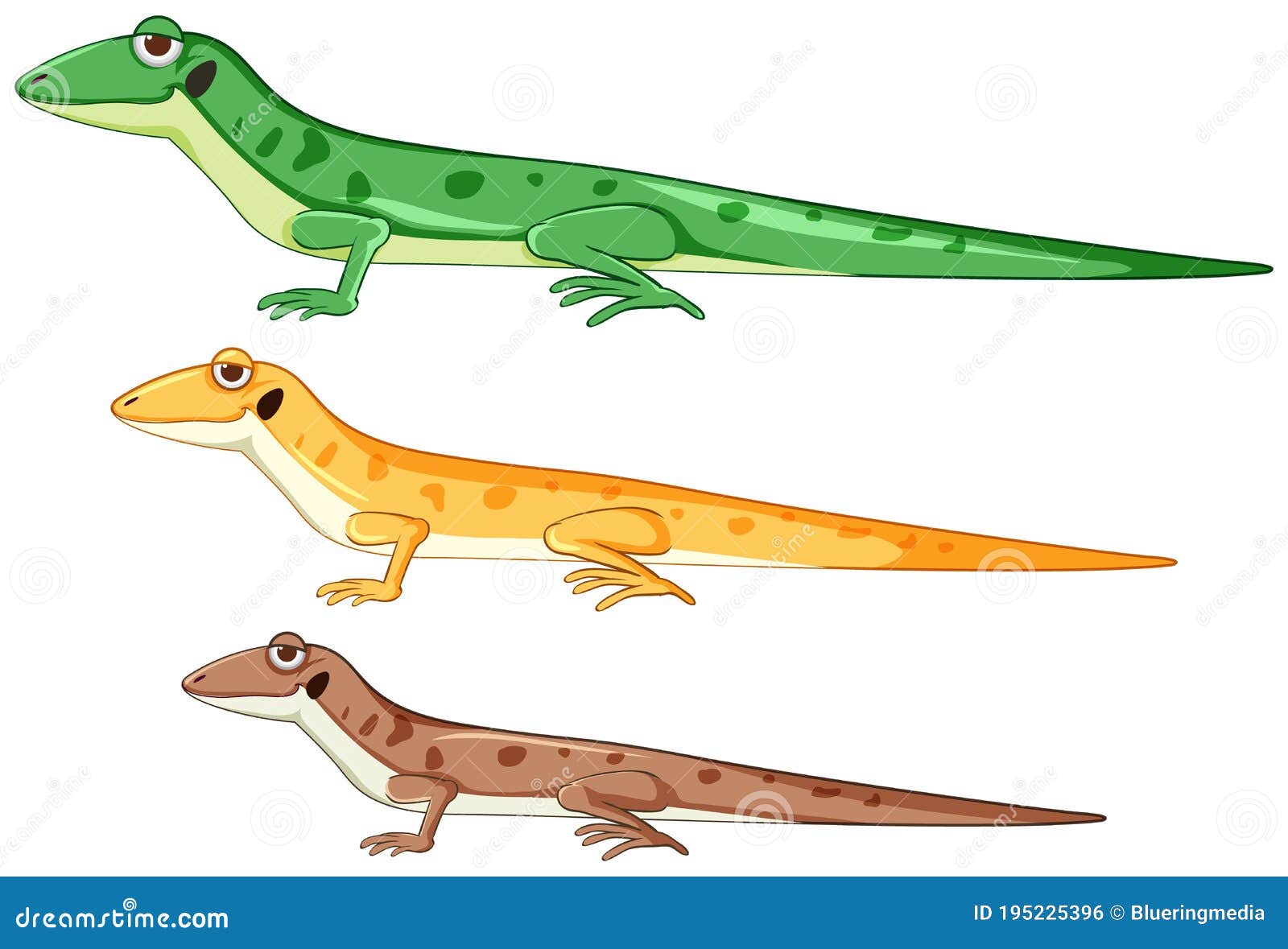 Geckos O Lagartijas En Diferentes Colores Estilo De Dibujos Animados  Aislados Ilustración del Vector - Ilustración de monstruo, travieso:  195225396