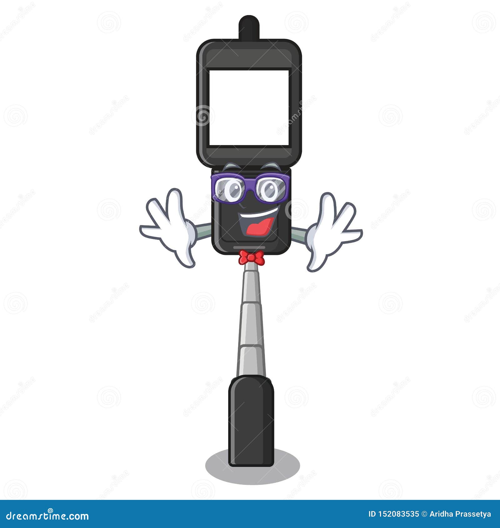 Geek Cell Phone Holder Isolated in Mascot Stock Vector Illustration