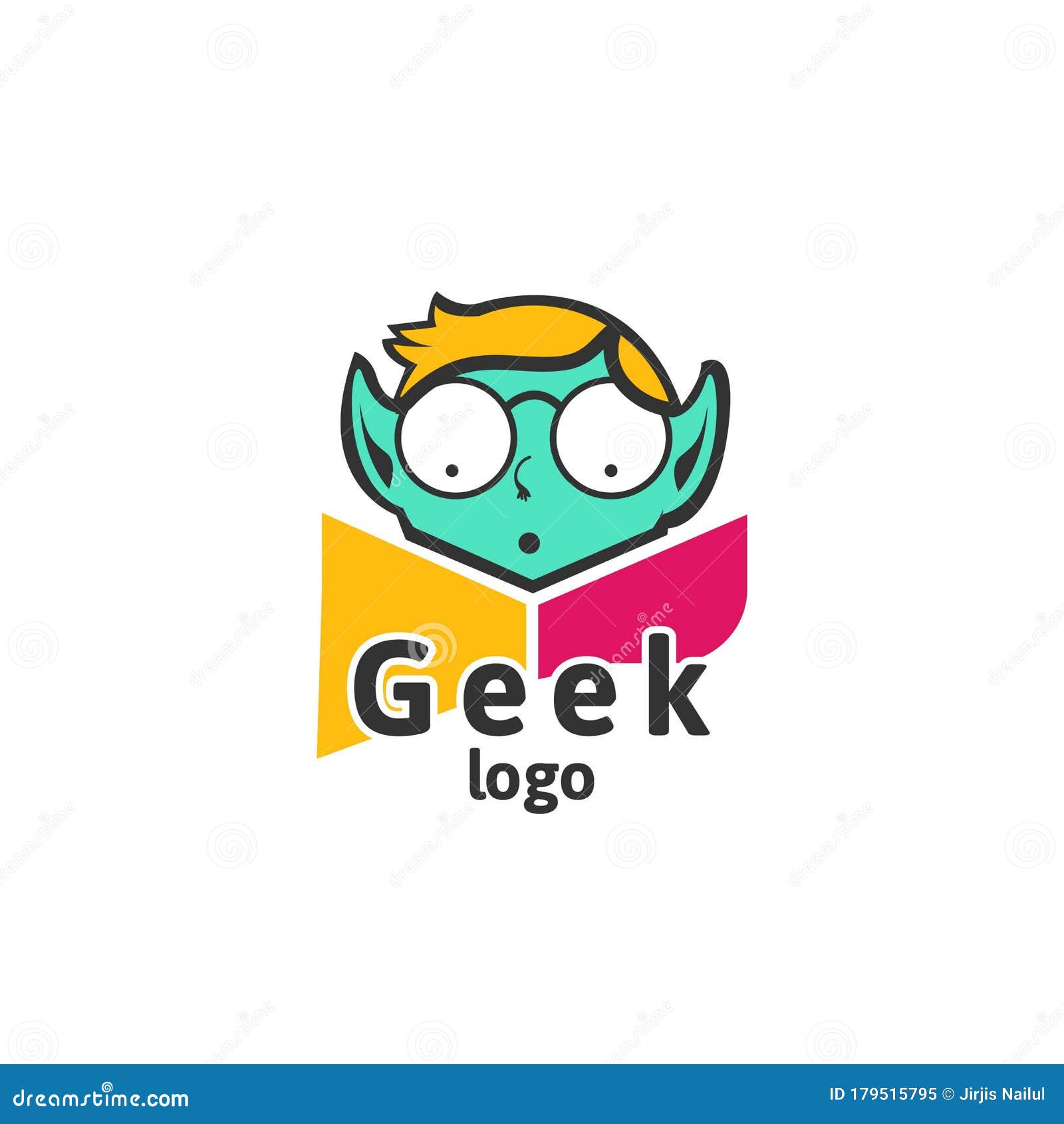 Download Geek Logo Design Template With Face In Glasses. Vector Illustration Stock Vector - Illustration ...