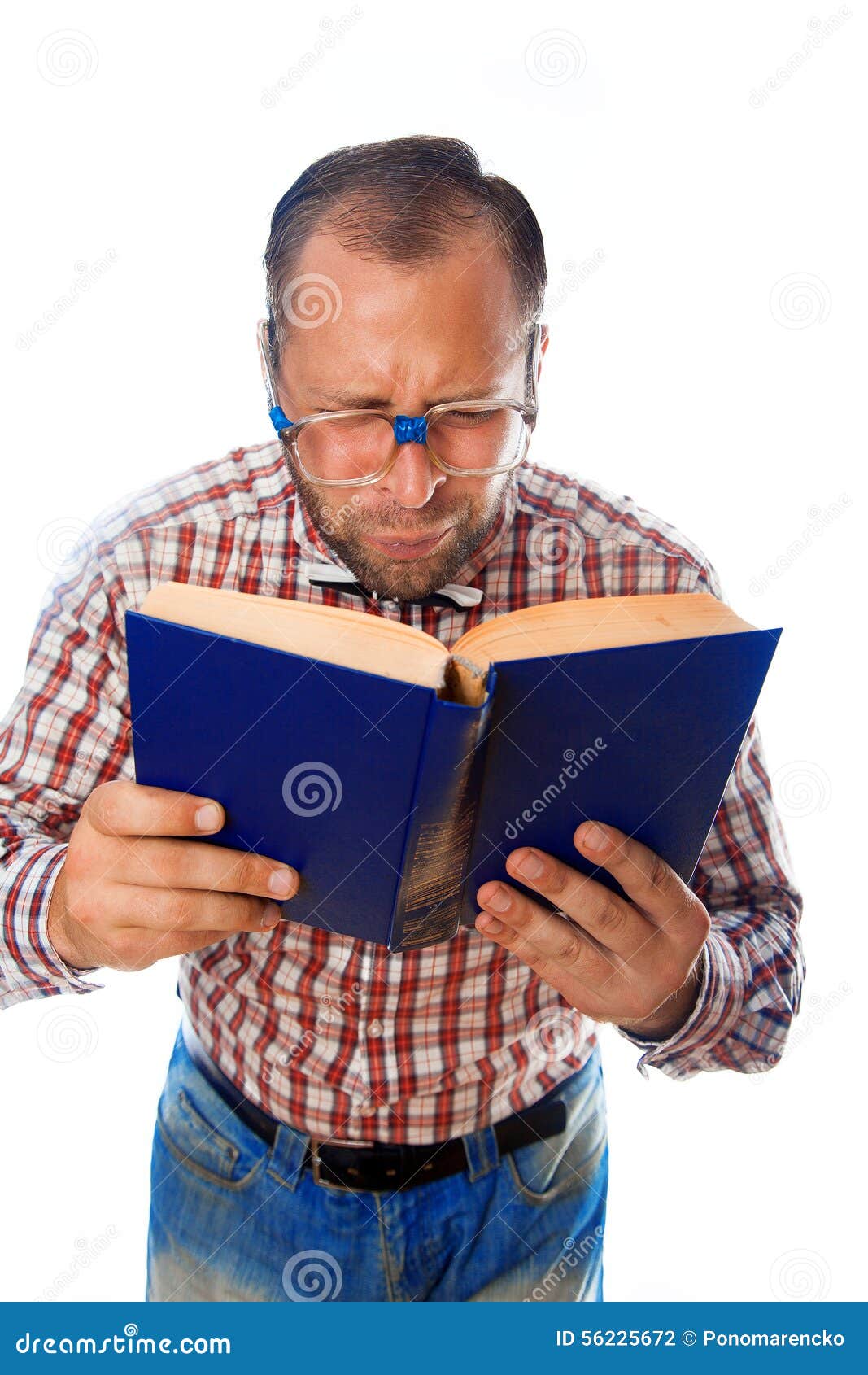 Geek with Poor Eyesight Reading a Book Stock Photo Image of institute, college 56225672