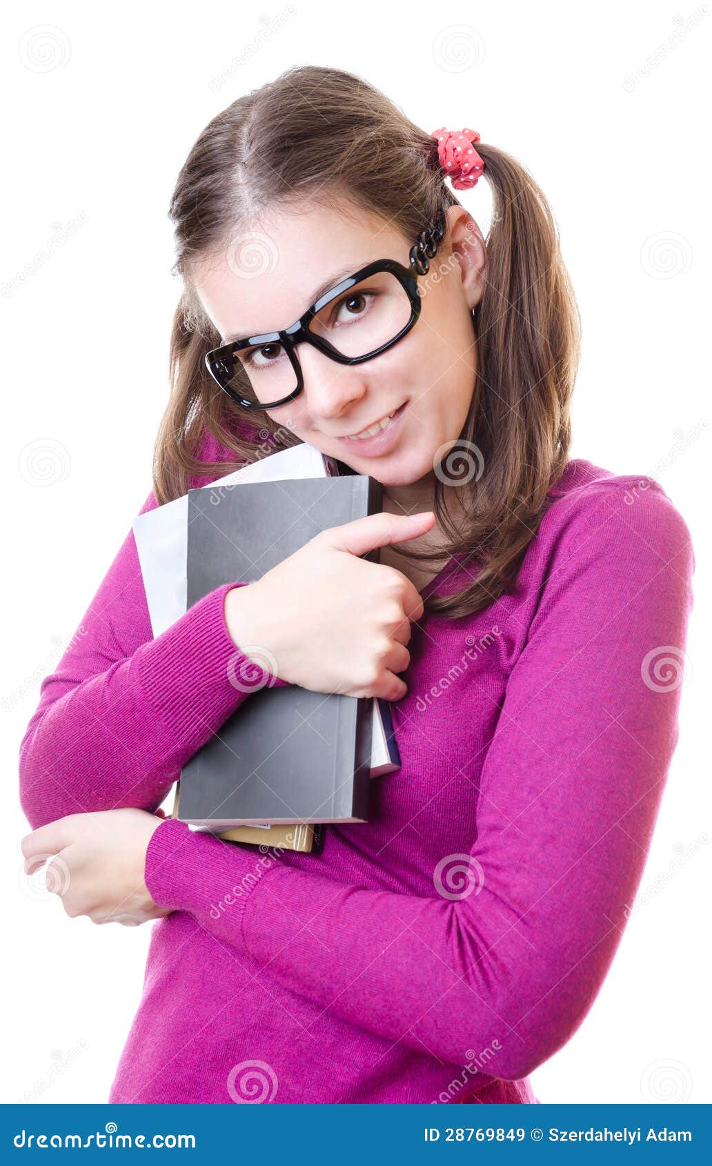 Geek Woman Holding Books Royalty Free Stock Images - Image: 28769849