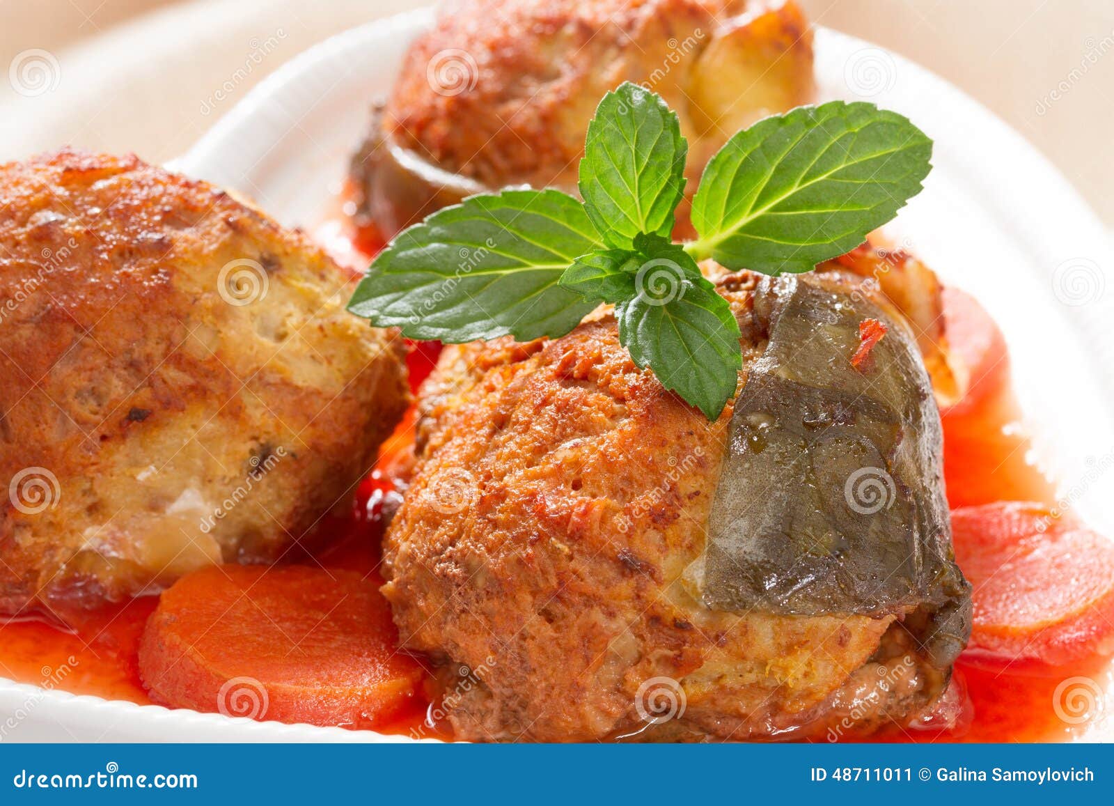Gefilte fish on the plate stock image. Image of food 48711011