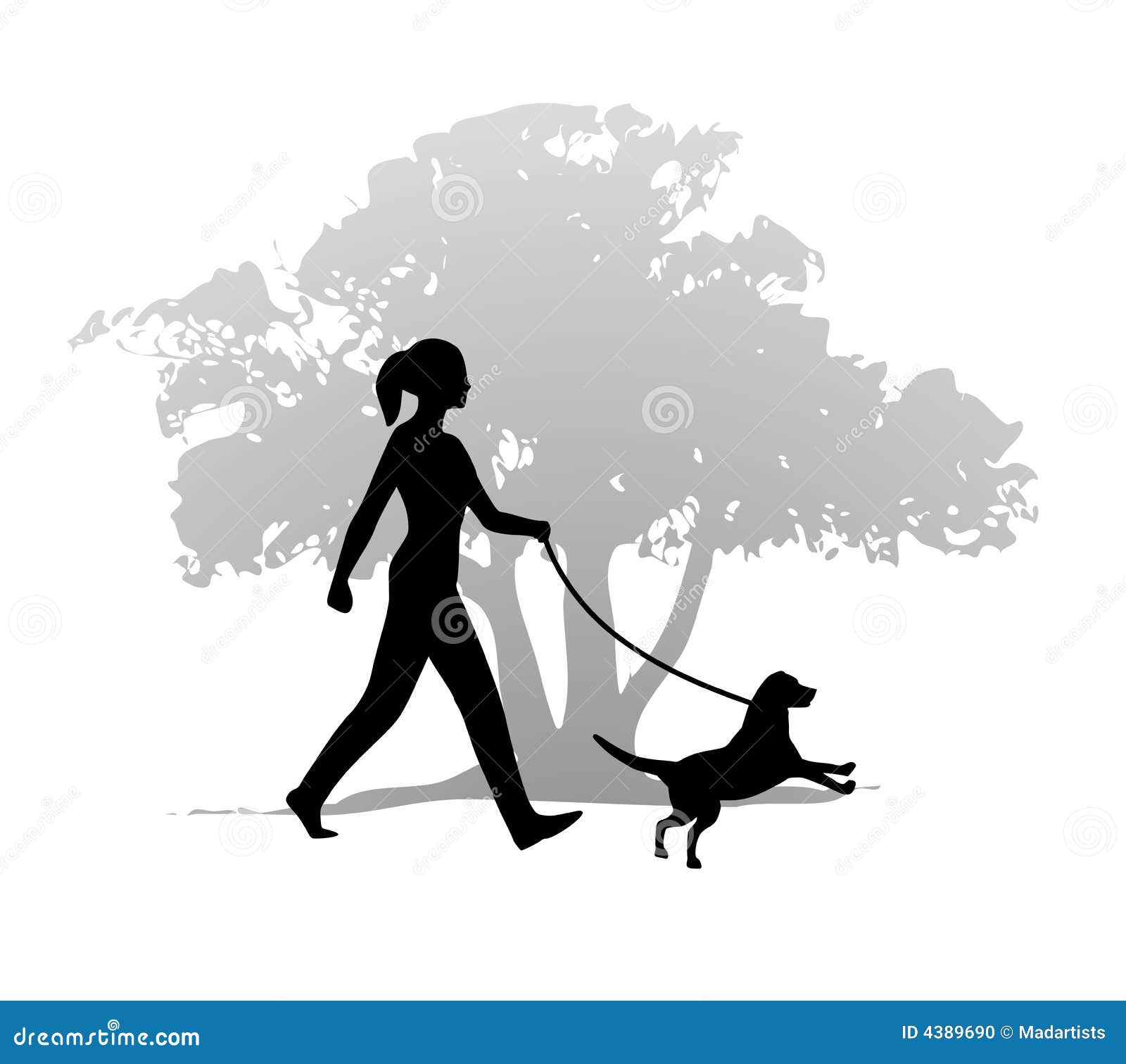 Gehende Frau der Hund stock abbildung. Bild von übung 4389690