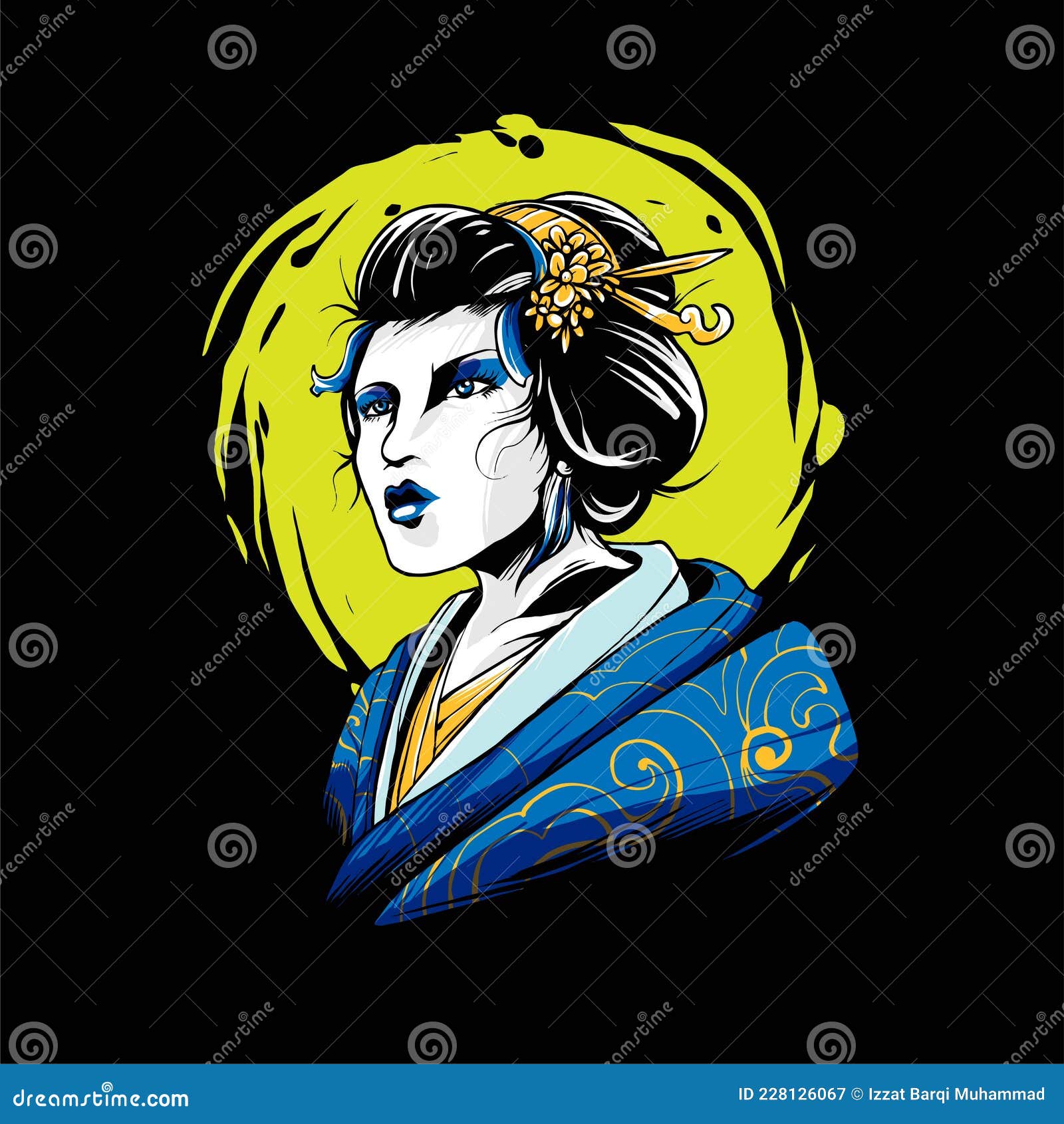 Vector T-shirt Design With Geisha Royalty-Free Stock Image