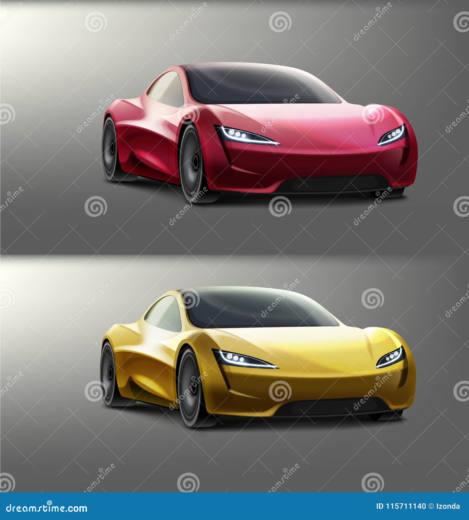 Gekleurde vector supercars. Vectorillustratie van gekleurd supercars ontwerp Geïsoleerd, presentatie zijaanzicht