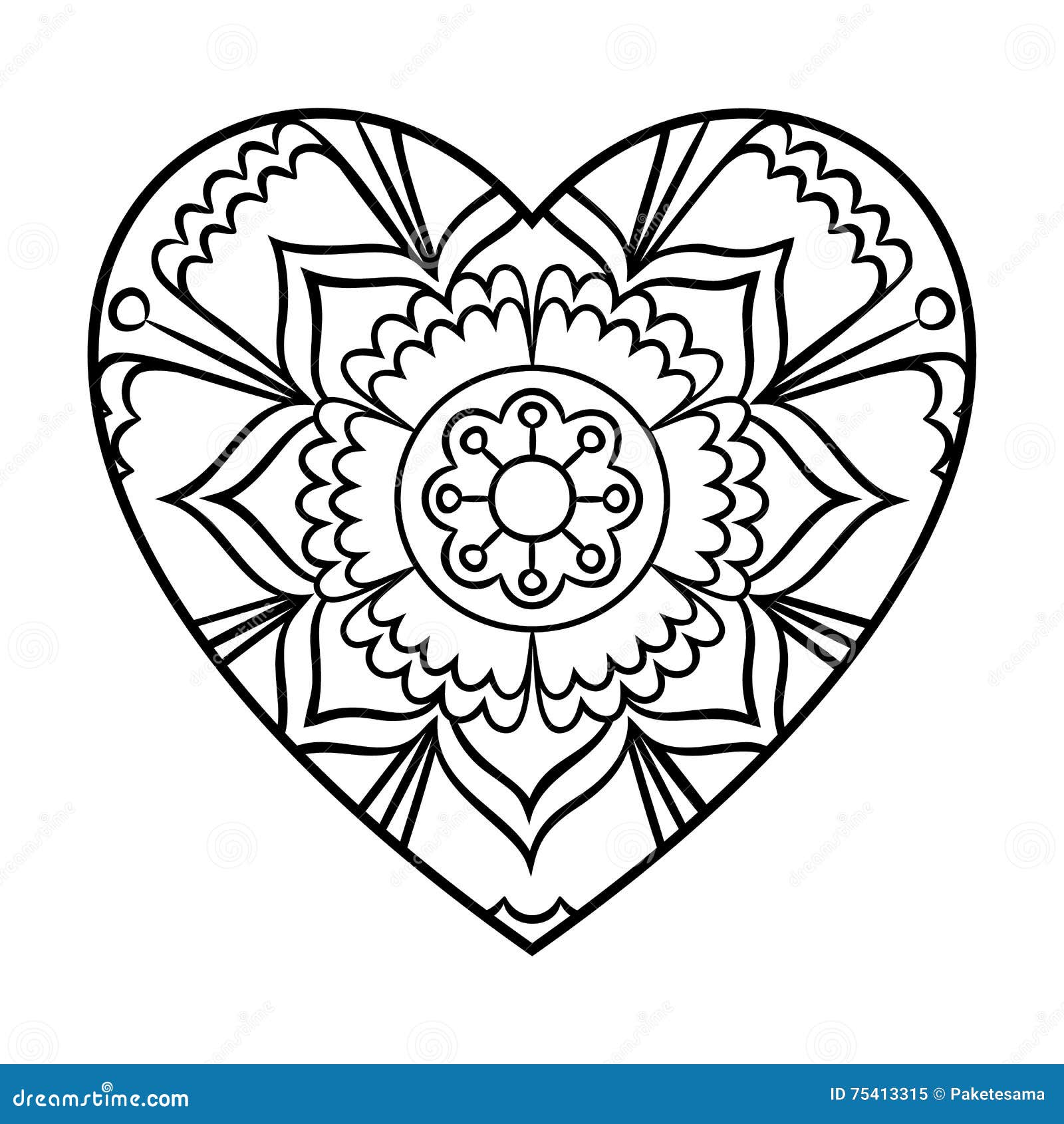 GekritzelHerzMandala vektor abbildung. Illustration von