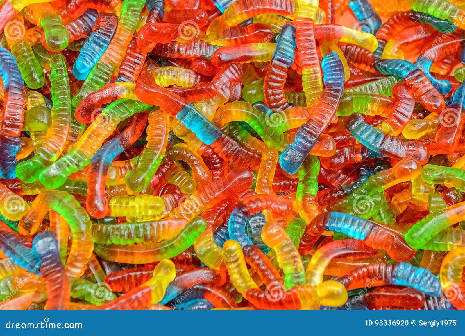 Gelatin Candies In Sugar On A Blue Background. Heart Of Sweets. Royalty