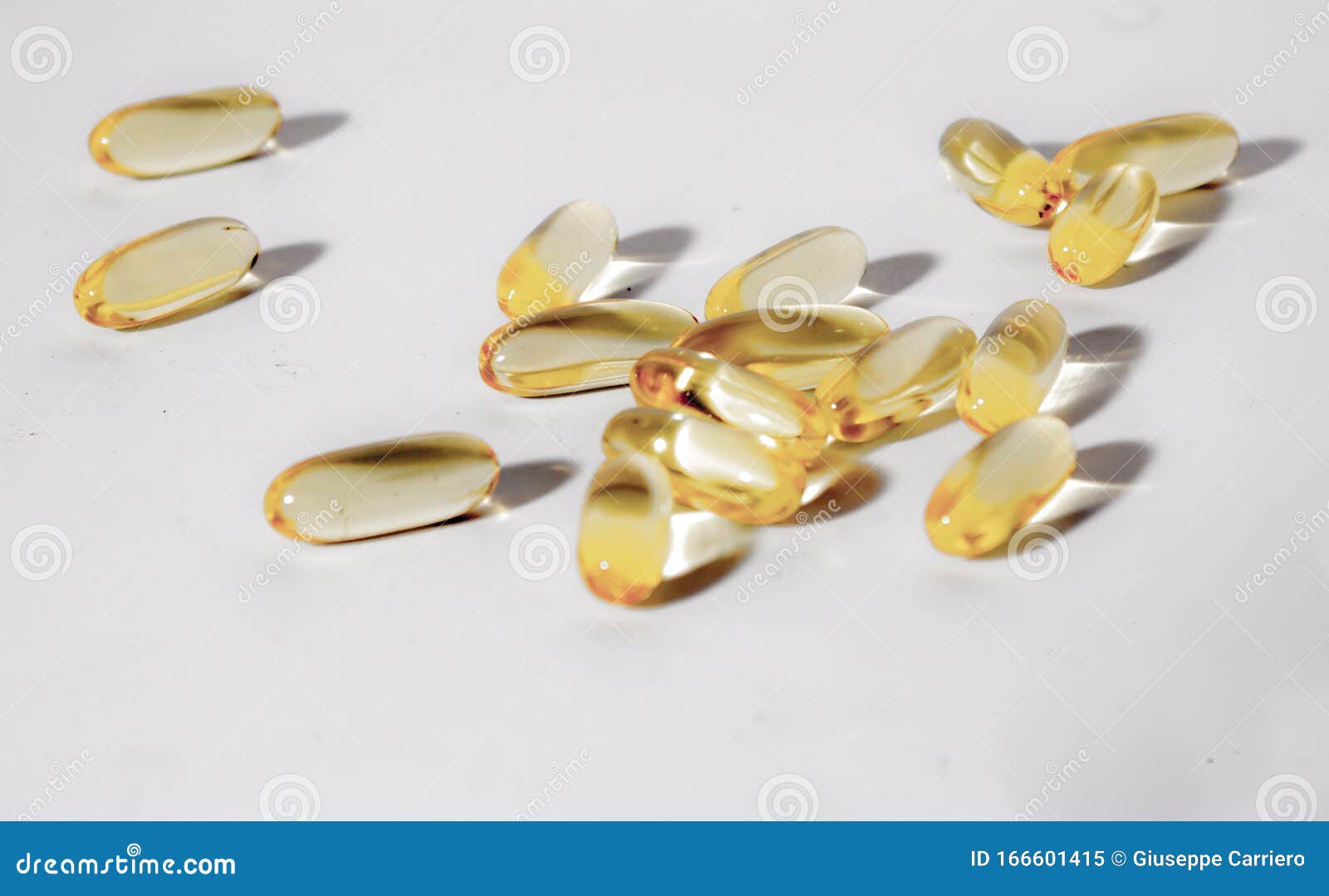 gelatin capsules containing omega 3 derived from fish products.