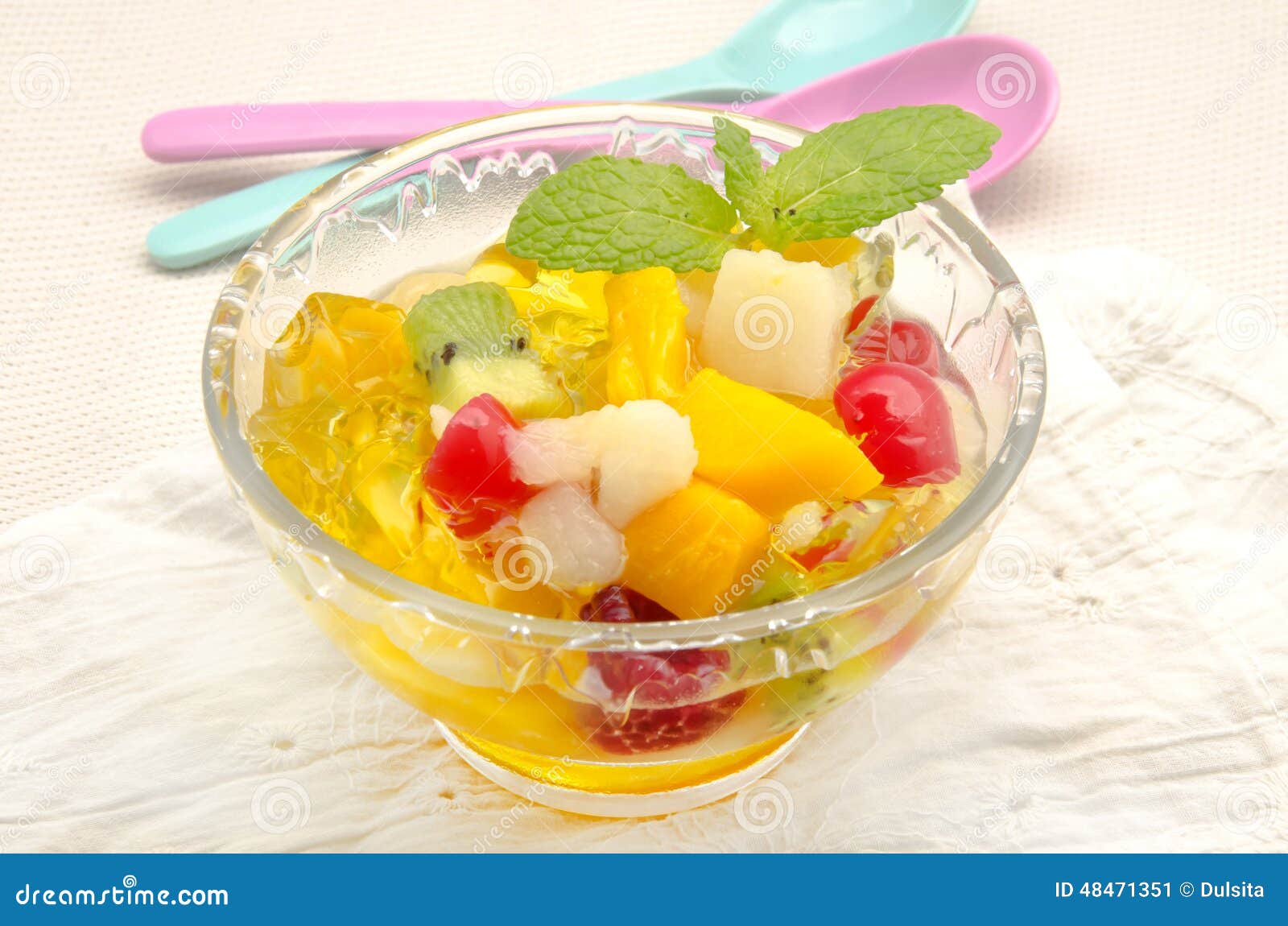 Gelatin fruit salad stock image. Image of fresh, peach 48471351