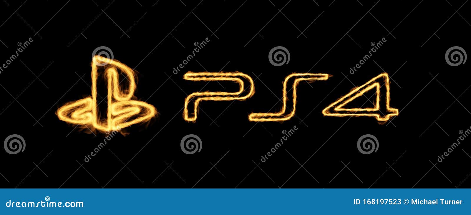 Gelbe Brennflames Effekt Auf Das Ps4 Icon Logo Der Sony Playstation Vor Schwarzem Hintergrund Redaktionelles Stockfoto Illustration Von Zeichen Spiel 168197523