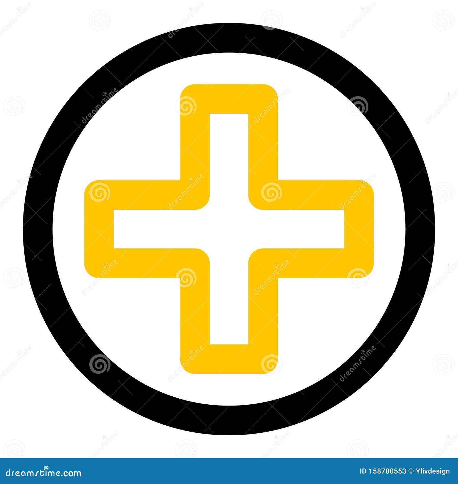 Gelbes Medizinisches Kreuz Symbol Konturstil Vektor Abbildung Illustration Von Krankenhaus Notfall 158700553