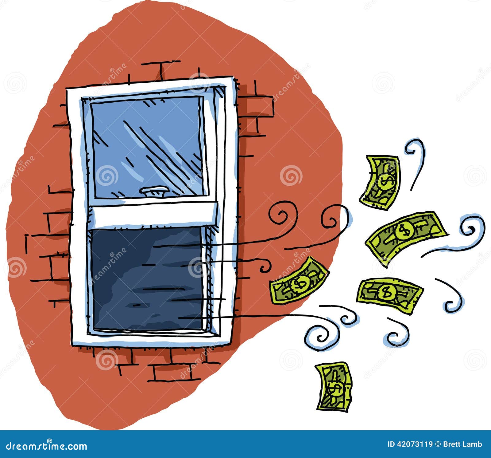 Geld heraus das Fenster stock abbildung. Illustration von