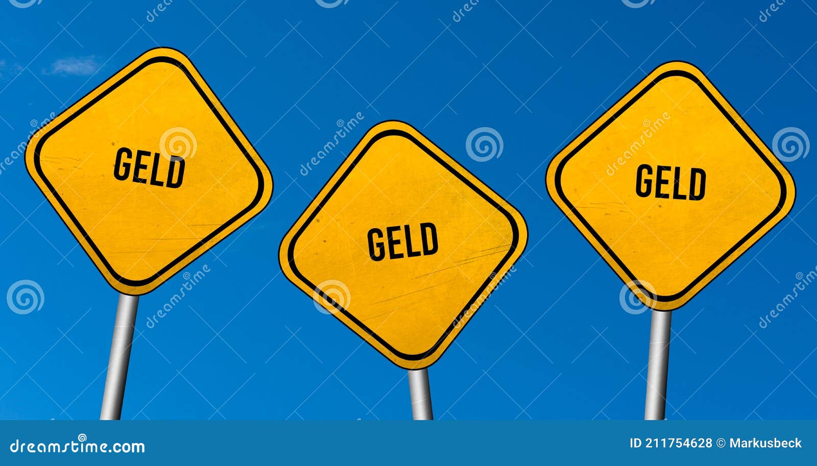 geld - yellow signs with blue sky