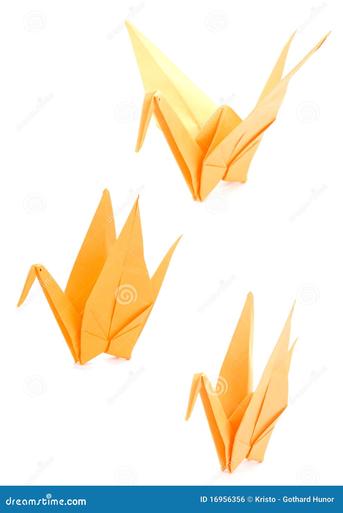 Gele Origami. De gele Kraan van de Origami op een witte achtergrond