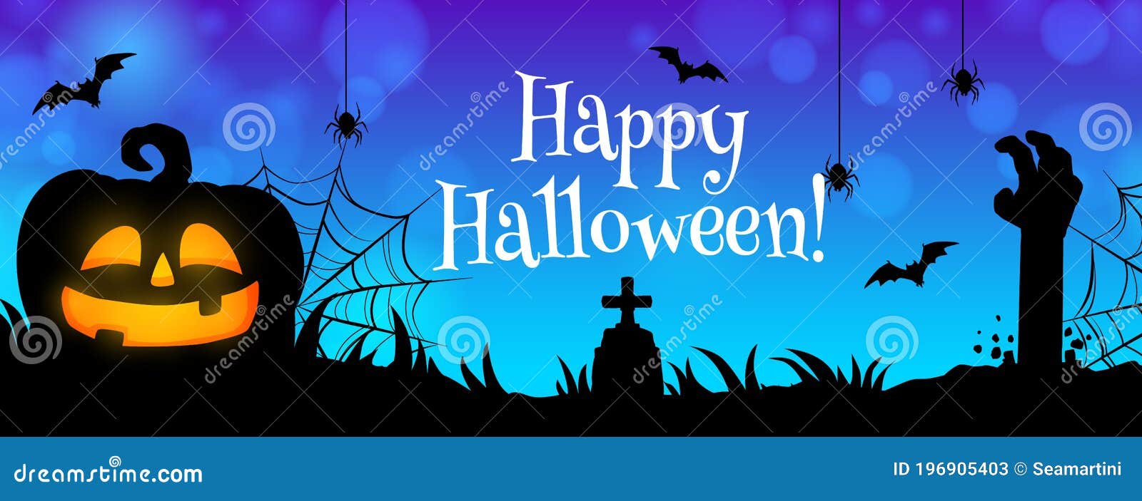 periscoop Kanon Pijl Gelukkig Halloween Kerkhof Met Zombie Hand Banner Vector Illustratie -  Illustration of horizontaal, grond: 196905403