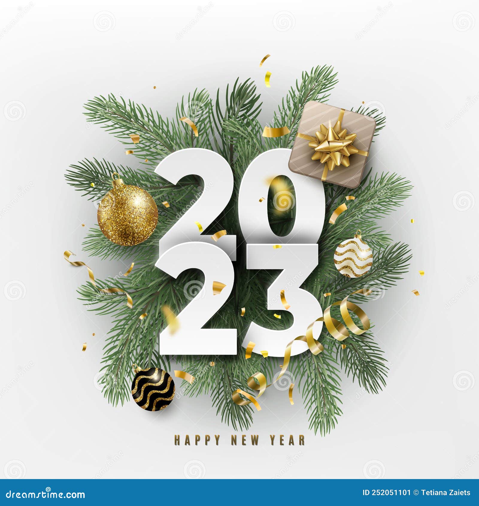 bagageruimte Verleden langzaam 2023 Gelukkig Nieuwjaar. Feestelijke 3d Realistische Decoratie Met Grote  Papieren Kalender En Kerstdecor. Vieren Stock Afbeelding - Image of nieuw,  cadeau: 252051101