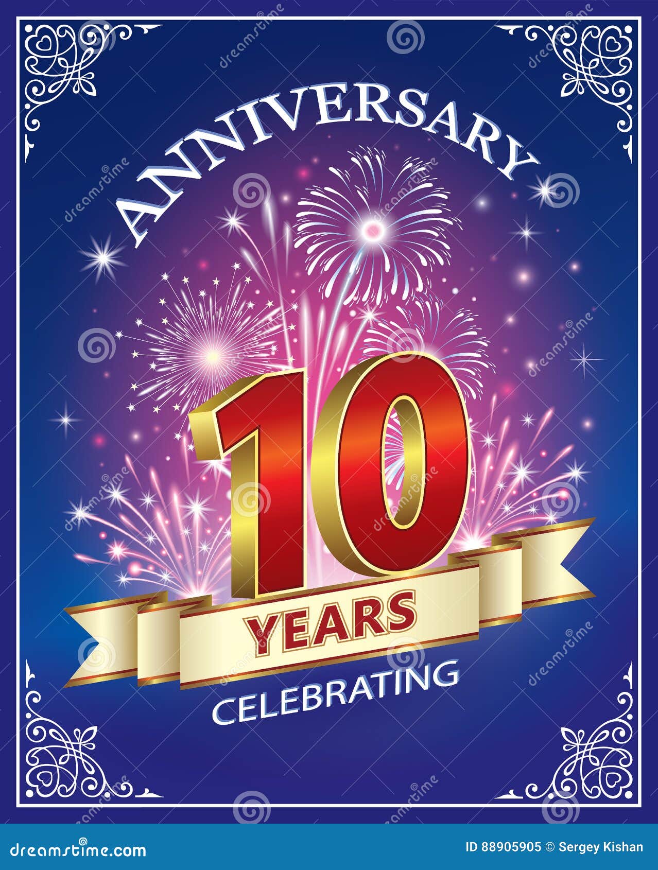 Gelukkige Verjaardag 10 Jaar Vector Illustratie - Illustration Of Achtergrond, Liefde: 88905905