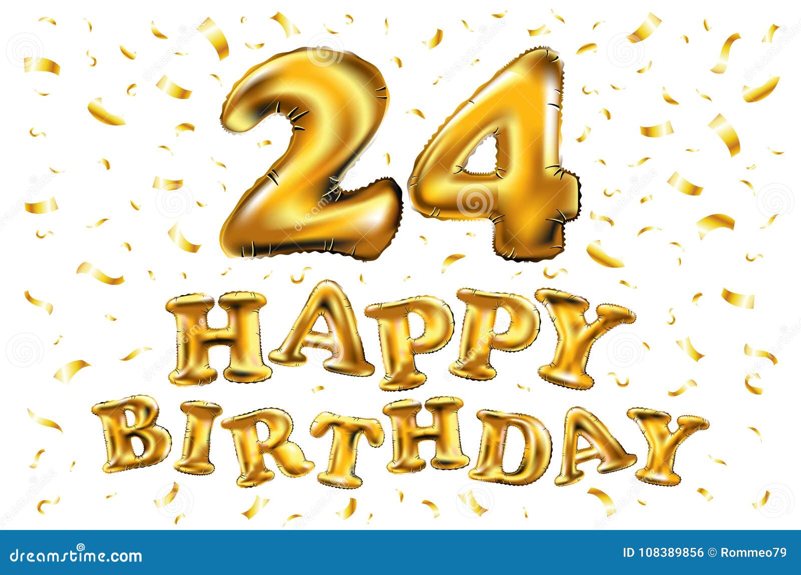 Gelukkige Verjaardag 24 Jaar Van De Verjaardagsvreugde De Vierings 3D Illustratie Met Briljante Gouden Ballons & Verrukkingsconfe Vector Illustratie - Illustration Of Glanzend, Ontwerp: 108389856