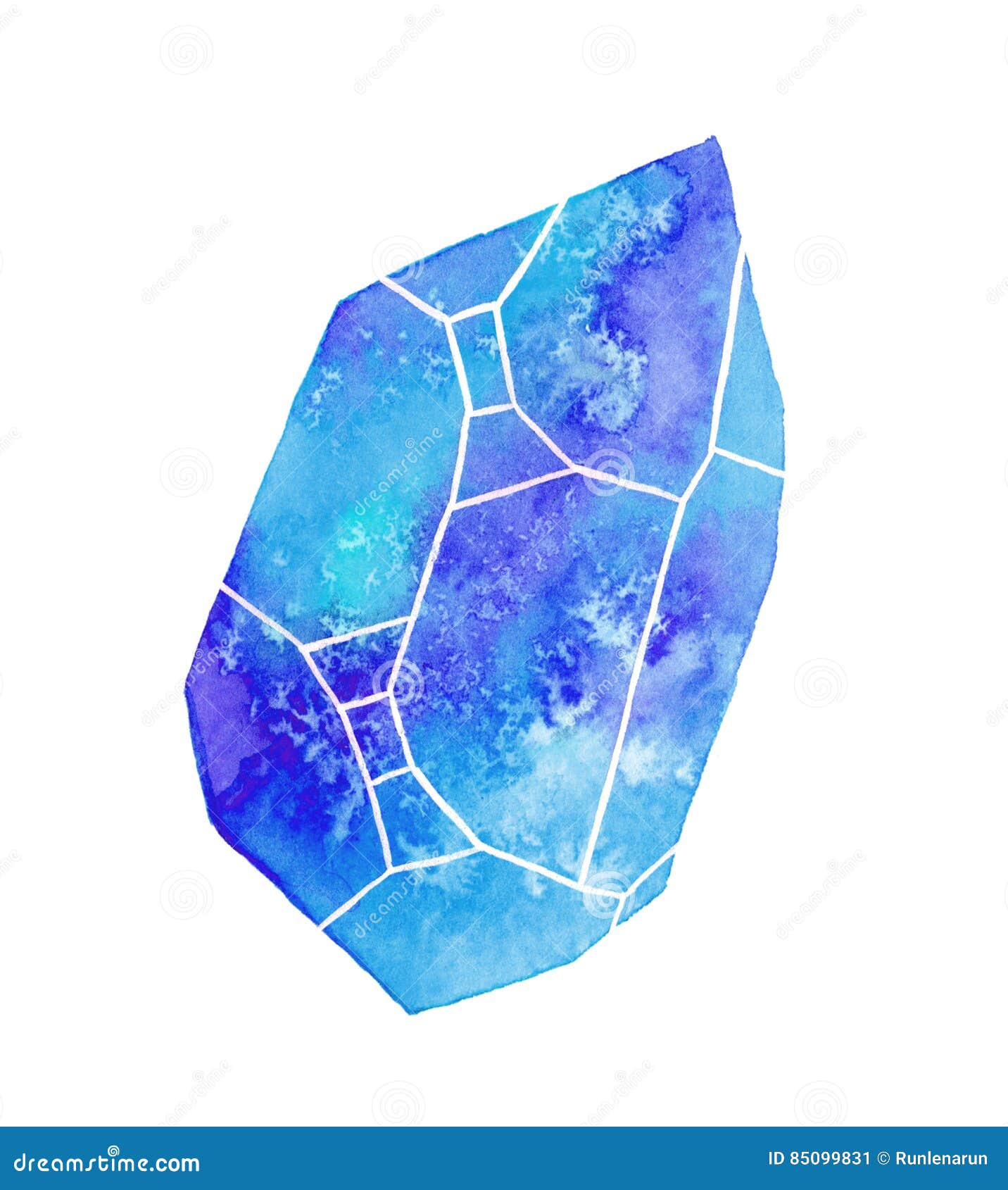 Watercolor Gem Stones Set. Hand Painted Crystals Isolated on White  Background. Bright Design Elements Stock Illustration - Illustration of  collection, blue: 91611951